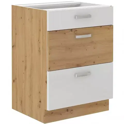 Kuchynské skrinky stojace Skrinka do kuchyne ARTISAN biela lesklá 60D 3S BB