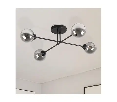 Svietidlá  Prisadený luster OBSIDIAN 4xG9/10W/230V čierna/dymová sivá W-2022+8080/4 BK+SM