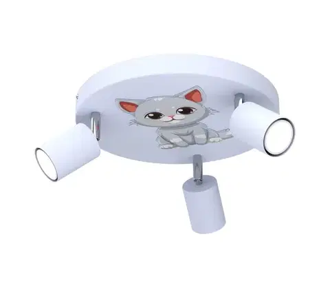 Svietidlá  Detské bodové svietidlo FUN 3xGU10/8W/230V modrá/mačka 9325