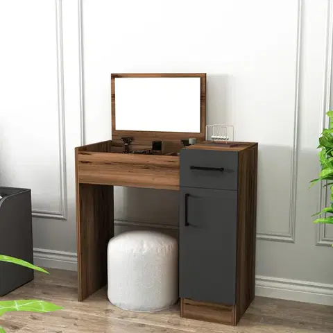 Toaletné Toaletný stolík Inci - Light Walnut, Anthracite