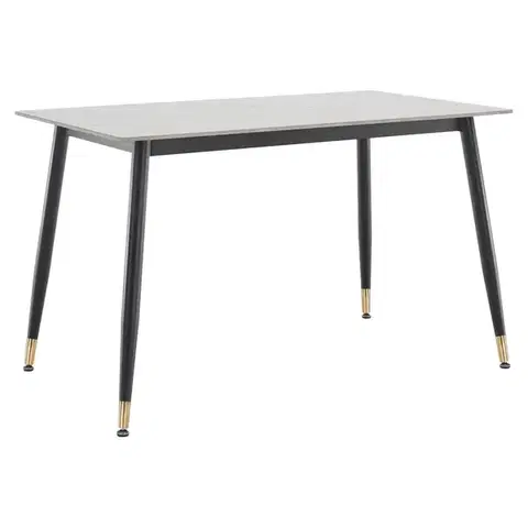 Jedálenské stoly KONDELA Florenc Typ 1 jedálenský stôl 121x71 cm biely mramor / čierna / zlatá