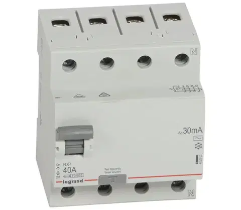 Predlžovacie káble Legrand - Prúdový chránič 4-pólový RX3 4P 40 A 30 mA AC 402063