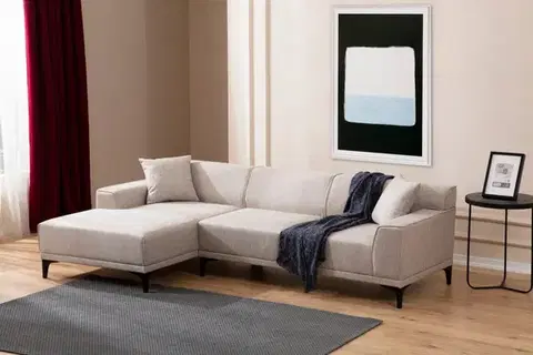 Sedacie súpravy Rohová sedacia súprava / Rohová pohovka Petra L Corner - White