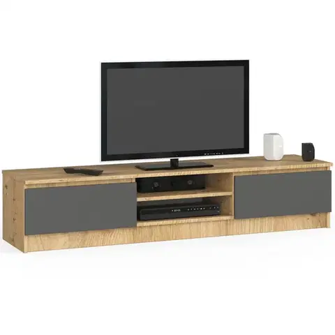 TV stolíky Dizajnový TV stolík ROMANA160, dub Artisan / grafit