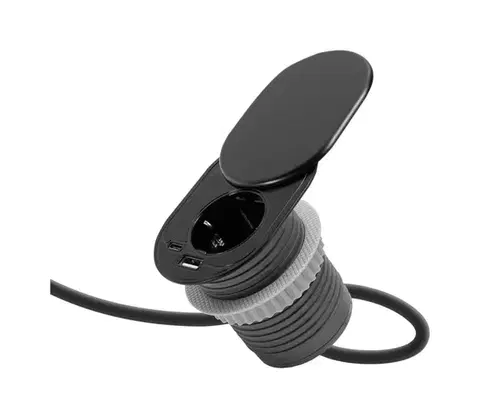 Predlžovacie káble  Vstavaná zásuvka s posuvným viečkom 1 zásuvka + USB-C + USB-A čierna 20463BK