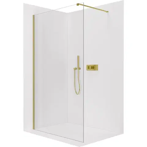 Sprchové dvere CERANO - Sprchová zástena Walk-in Onyx Cube Ľ/P - 8 mm - hranatá vzpera - zlatá, transparentné sklo - 40x200 CER-8050BD71933