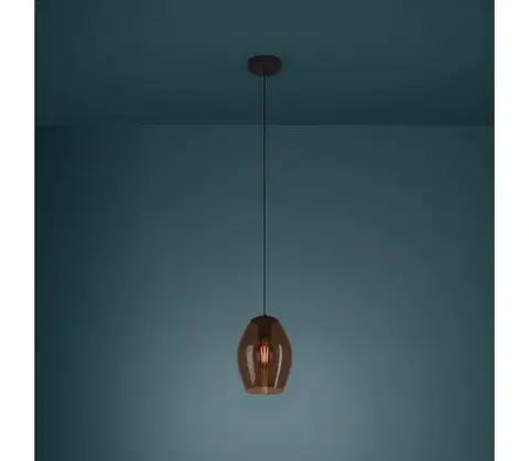 Svietidlá Eglo 390159 - Luster na lanku ESTANYS 1xE27/40W/230V hnedá 390159