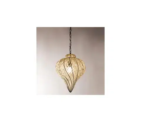 Svietidlá SIRU - Luster na reťazi GOCCIA 1xE27/60W/230V pr.25 cm béžová/hnedá benátske sklo MS111-035ABB
