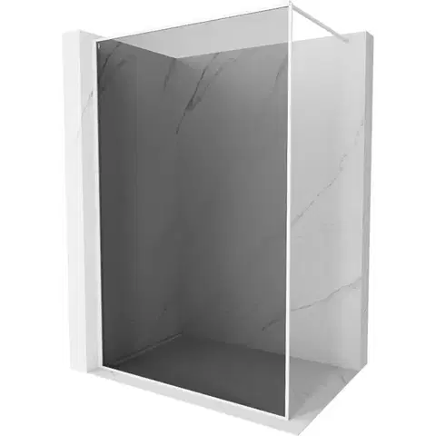 Sprchové dvere MEXEN/S - Kioto-F Sprchová zástena WALK-IN s rámom 110 x 202, grafit 8 mm, biela 800-110-104-20-40