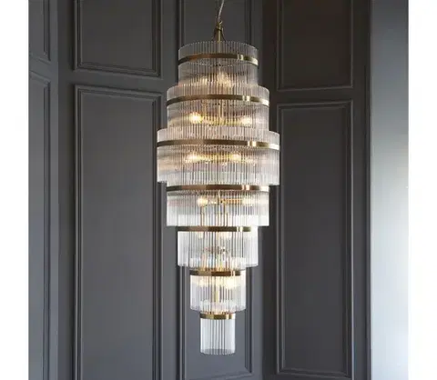 Svietidlá Endon 112793 - Luster na reťazi MARIETTA GRAND 21xE14/6W/230V mosadz/číra 112793
