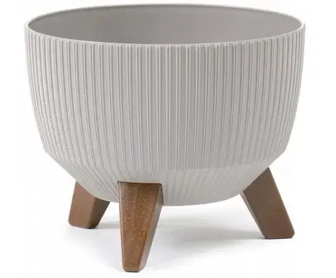 Kvetináče a truhlíky Kinekus Kvetináč plastový, priemer 400mm, ROMA JUMPER, taupe sivohnedý