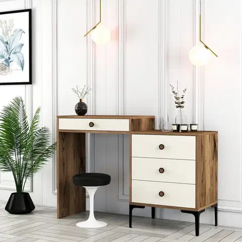Toaletné Toaletný stolík Lizbon 554 - Walnut, Cream