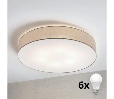 Svietidlá BRILAGI - LED stropné svietidlo SIRIJA 6xE27/15W/230V priemer 80 cm béžové 8590828019480