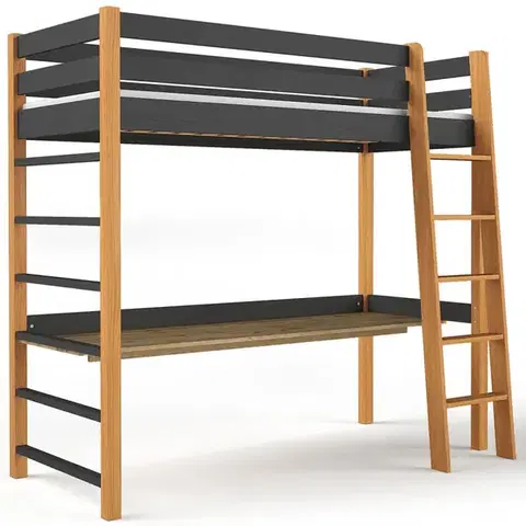 Postele pre dievčatá Posteľ Niko 80x190 Čierna/Prírodný Dub