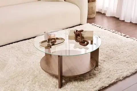 Konferenčné stolíky Konferenčný stolík Clara - Walnut, Transparent