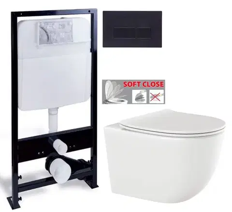 Závesné wc sety PRIM predstenový inštalačný systém s čiernym tlačidlom 20/0044+ WC INVENA TINOS  + SEDADLO PRIM_20/0026 44 NO1