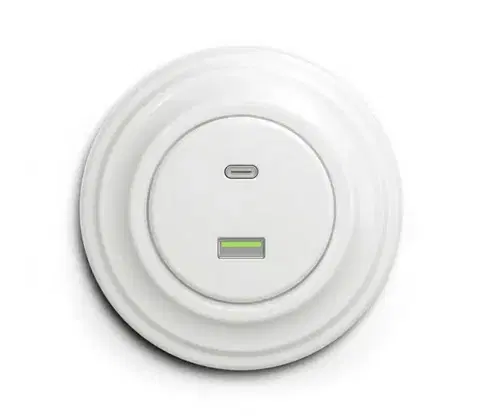 Predlžovacie káble lap - Retro USB zásuvka A+C s rámčekom v snehobielej farbe KA0151+KA0157