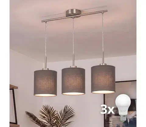 Svietidlá BRILAGI - LED luster na lanku NUBILA 3xE27/60W/230V antracit EG32521+3xBG1574