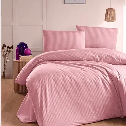 Obliečky Obliečky damaškové ružové TiaHome - 1x Vankúš 90x70cm, 1x Paplón 140x200cm