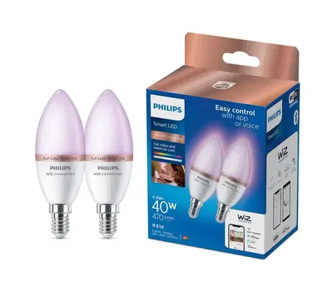 Žiarovky Sada 2x stmievateľných LED RGB žiaroviek Philips SMART C37 E14/4,9W/230V 2200-6500K 8719514372726