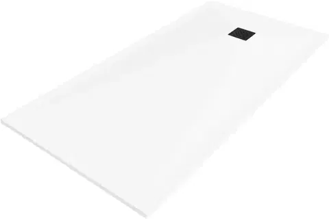 Vane MEXEN/S - Stone+ obdĺžniková sprchová vanička 180 x 100, biela, mriežka čierna 44101018-B