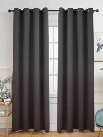 Závesy MKLozkoviny.sk Blackout závesy Elias antracitová – 140 × 280 cm (2 ks) - krúžky