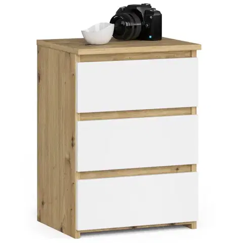 Nočné stolíky Dizajnový nočný stolík SHEEN40, hnedý / biely