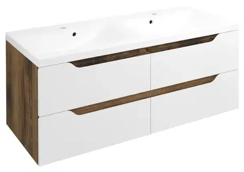 Umývadlá SAPHO - WAVE dvojumývadlová skrinka 119,7x50x47,8cm, biela/dub collingwood WA120-3019