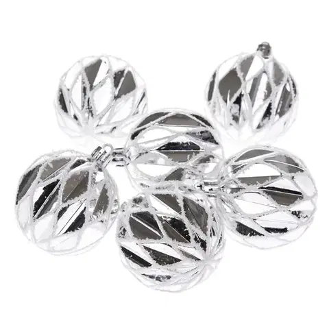 Vianočné dekorácie Súprava vianočných ozdôb Silver shine, 6 ks, pr. 8 cm, plast