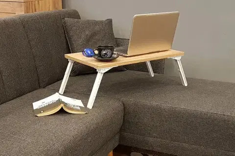 Písacie stoly TOGO stolík na notebook, borovica Atlantic/biela