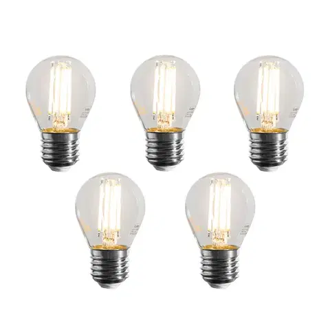 LED osvetlenie Sada 5 stmievateľných LED žiaroviek E27 Filament G45 číra 4W 470 lm 2700K
