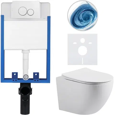 Záchody CERANO - Kompletný WC set Profi/Cesso - biela matná - WC tlačidlo Duo/Biela - na zamurovanie - 49x36 CER-8050BD84340