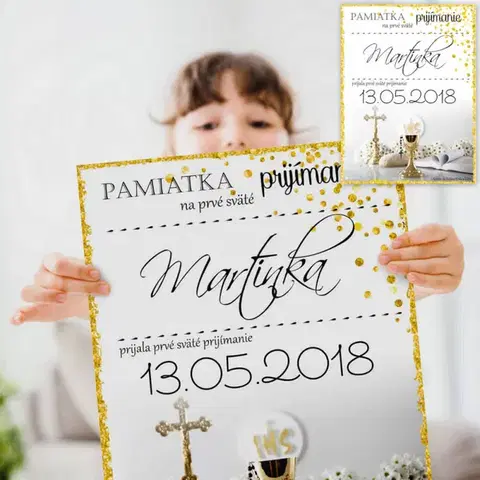 Tabuľky s venovaním (darčeky) Darček pre deti - Pamiatka na prvé sväté prijímanie - tabuľka na stenu