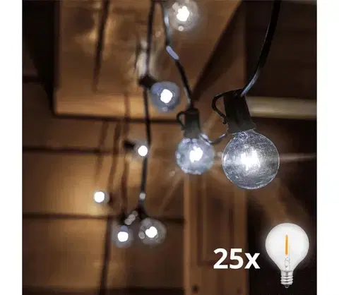 LED osvetlenie BRILAGI - LED vonkajšia dekoratívna svetelná reťaz GIRLANDA 25xE12 20m IP44 studená biela WO794-OEM1