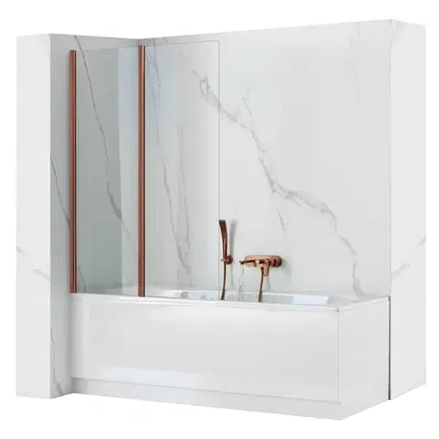 Sprchové dvere REA - Skladacia vaňová zástena AGAT-2 80 Brush Copper REA-W5696