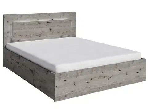 Postele KONDELA Togos posteľový rám s led osvetlením 160x200 cm dub welington