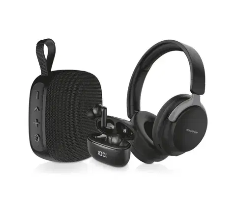Predlžovacie káble Aligator AUC001 - AUDIO COMBO 3v1: slúchadlá cez hlavu, slúchadlá do uší a reproduktor AUC001
