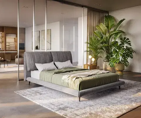 Čalúnené postele DELIFE Čalúnená posteľ Cusino 140x200 cm mikrovlákno sivá
