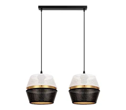 Svietidlá HEXE Luster na lanku PARIS 2xE27/60W/230V biela/čierna/zlatá 0083