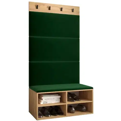 Spálňové šatníkové skrine Predsieňový nábytok Miro dub craft panel zelená