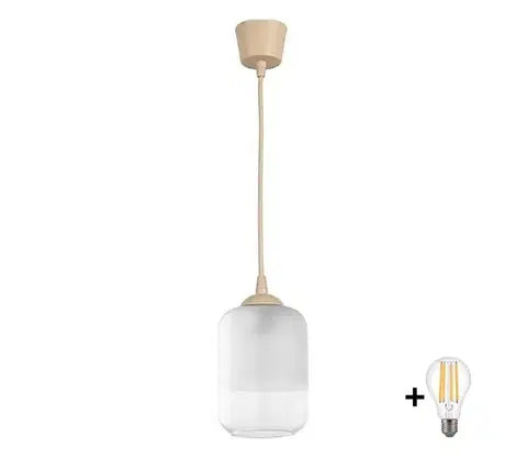 Svietidlá BRILAGI - LED luster na lanku RETRO GLASS 1xE27/60W/230V priemer 14 cm béžová/biela NSTK7778+TK8619A