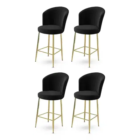 Barové stoličky Bar Stool Set (4 Pieces) Fora - Black, Gold