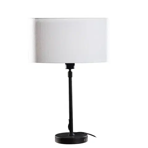 Stolné lampy Stolová lampa čierna s oválnym ľanovým tienidlom bielym 35 cm - Parte