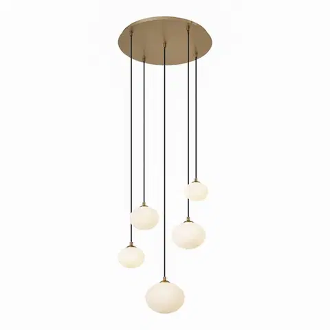 Závesné svietidlá Závesná lampa Art Deco zlatá s opálovým sklom 5-svetiel - Yani