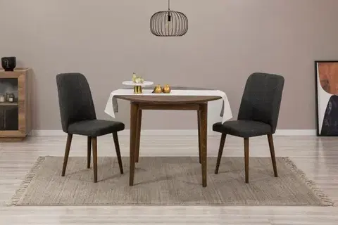 Jedálenské sety Jedálenský set s rozkladacím stolom a stoličkami (3 kusy) Vina 1053 - Walnut, Anthracite