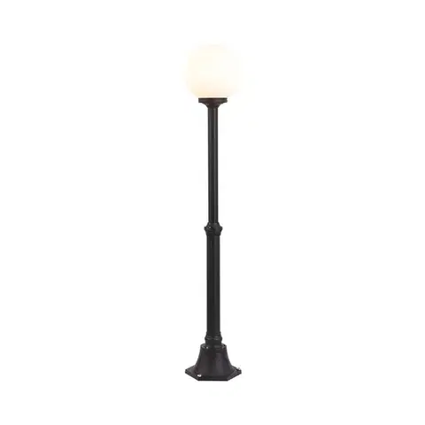 Zahradne stlpove lampy Klasická vonkajšia stojaca lampa čierna s opálovým sklom 140 cm IP44 - Champs