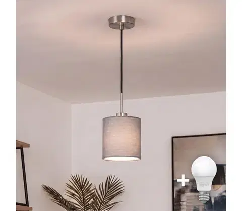Svietidlá BRILAGI - LED Luster na lanku NUBILA 1xE27/60W/230V priem. 14 cm čierna/svetlosivá EG32517+BG2454