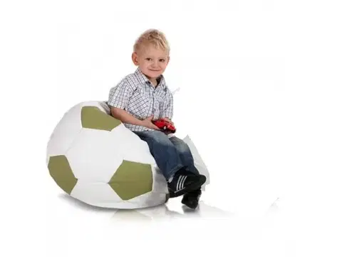 Sedacie vaky a kocky Sedací vak futbalová lopta TiaHome - bielo zelená olivová