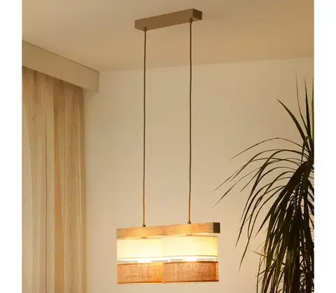 Svietidlá BRILAGI - Luster na lanku FOREST 2xE27/15W/230V borovica/béžová/krémová 5903240292219