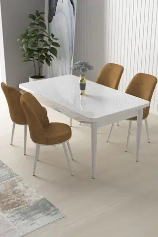 Jedálenské sety Dining Table & Chairs Set (5 Pieces) Nil - White, Cappuccino